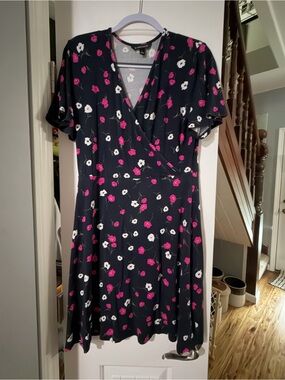 41 Hawthorn Navy Wrap Dress with Pink & White Floral Print